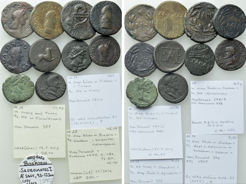 10 Roman Provincial Coins of the Bosporan Kingdom (some tooled and smoothed). 
...