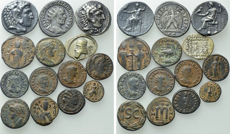 14 Ancient Coins: Including two Tetradrachms of Alexander the Great. 

Obv: ....