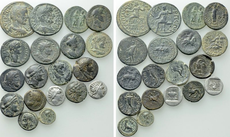19 Greek and Roman Provincial Coins. 

Obv: .
Rev: .

. 

Condition: See ...