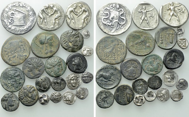 22 Greek Coins; Aspendos, Kyzikos etc.. 

Obv: .
Rev: .

. 

Condition: V...
