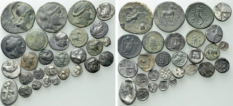28 Greek Coins. 

Obv: .
Rev: .

. 

Condition: See picture.

Weight: g...
