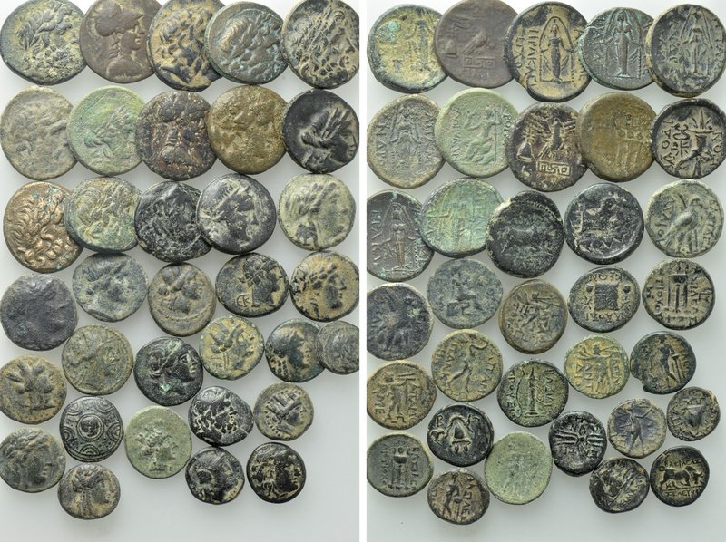 Circa 35 Greek Coins. 

Obv: .
Rev: .

. 

Condition: See picture.

Wei...