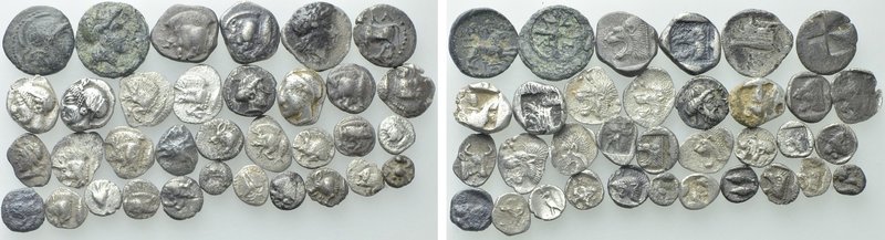 Circa 35 Greek Fractions. 

Obv: .
Rev: .

. 

Condition: See picture.
...