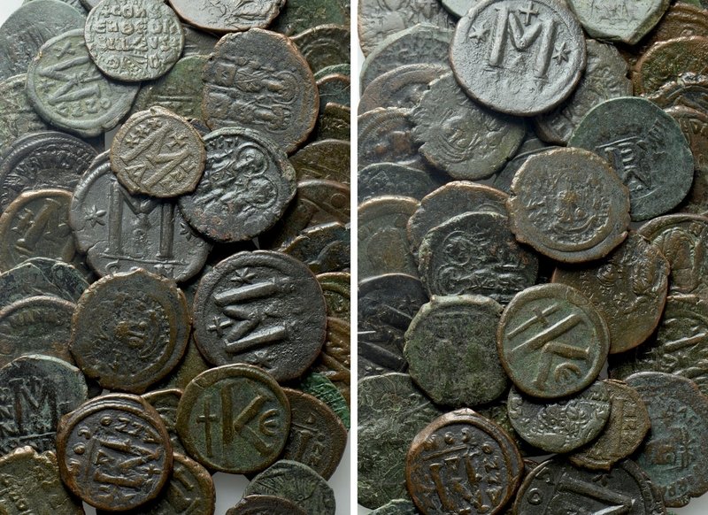 47 Byzantine Coins. 

Obv: .
Rev: .

. 

Condition: .

Weight: g.
 Dia...