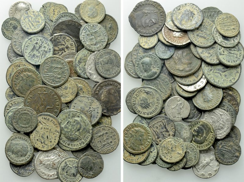 Circa 60 Roman Coins; Including Silver. 

Obv: .
Rev: .

. 

Condition: S...