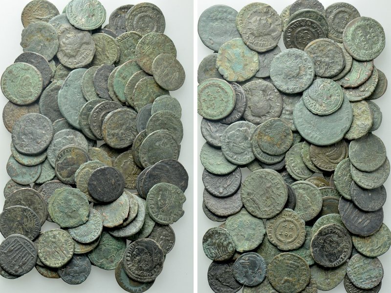 Circa 100 Roman Coins. 

Obv: .
Rev: .

. 

Condition: See picture.

We...