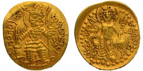Ancient India
Kushan Dynasty
Gold Dinara
Gold Dinar Coin of Vasudeva I of Kushan Dynasty of Oesho type.
Kushan Dynasty, Vasudeva I (190-230 AD), G...