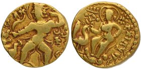 Ancient India
Gupta Dynasty
Gold Dinara
Gold Dinar Coijn of Kumaragupta I of Gupta Dynasty of Tiger Slayer type.
Gupta Dynasty, Kumaragupta I (Mah...