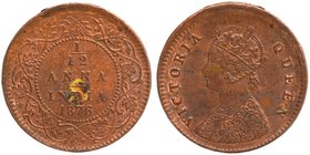 British India
Anna 1/12
Anna 1/12
Copper One Twelfth Anna Coin of Victoria Queen of Calcutta Mint of 1876.
1876, Victoria Queen, Copper 1/12 Anna,...