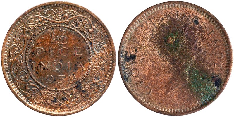 British India
Pice 1/2
Pice 1/2
Bronze Half Pice Coin of King George VI of Ca...