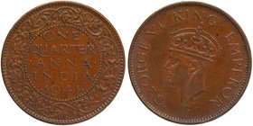 British India
Anna 1/4
Anna 1/4
Bronze One Quarter Anna Coin of King George VI of Bombay Mint of 1941.
1941, King George VI, Bronze 1/4 Anna, Bomb...