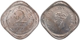British India
Annas 2 (Cupro Nickel)
Annas 02
Cupro Nickel Two Annas Coin of King George VI of Calcutta Mint of 1939.
1939, King George VI, Cupro-...