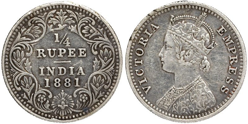 British India
Rupee 1/4
Rupee 1/4
Silver Quarter Rupee Coin of Victoria Empre...