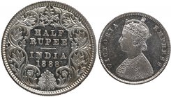 British India
Rupee 1/2
Rupee 1/2
Silver Half Rupee Coin of Victoria Empress of Calcutta Mint of 1888
1888, Victoria Empress, Silver 1/2 Rupee, Ca...