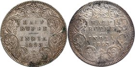 British India
Rupee 1/2
Lot of 02 Coins
Silver Half Rupee Coins of Victoria Empress of Calcutta and Bombay Mint of 1893.
1893, Victoria Empress, S...