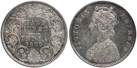 British India
Rupee 1/2
Rupee 1/2
Silver Half Rupee Coin of Victoria Empress of Calcutta Mint of 1899.
1899, Victoria Empress, Silver 1/2 Rupee, C...
