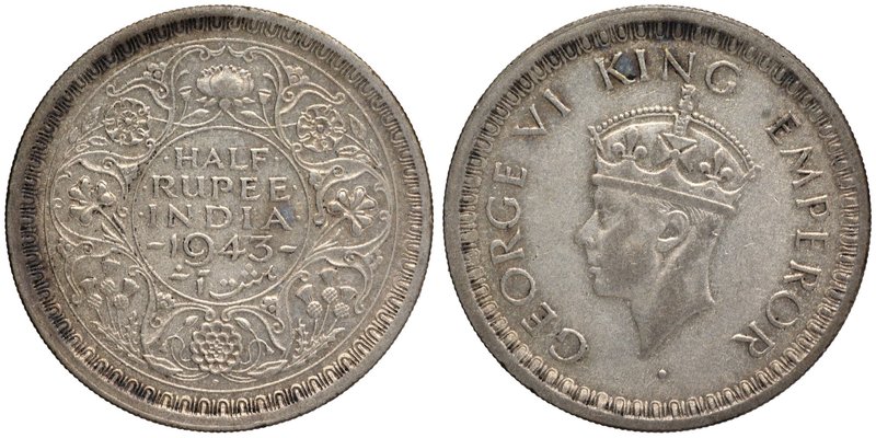 British India
Rupee 1/2
Rupee 1/2
Silver Half Rupee Coin of King George VI of...