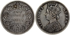 British India
Rupee 1
Rupee 01
Silver One Rupee Coin of Victoria Queen of Bombay Mint of 1862.
1862, Victoria Queen, Silver Rupee, Bombay Mint, C/...