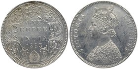 British India
Rupee 1
Rupee 01
Silver One Rupee Coin of Victoria Empress of Bombay Mint of 1885.
1885, Victoria Empress, Silver Rupee, Bombay Mint...