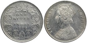 British India
Rupee 1
Rupee 01
Silver One Rupee Coin of Victoria Empress of Bombay Mint of 1885.
1885, Victoria Empress, Silver Rupee, Bombay Mint...