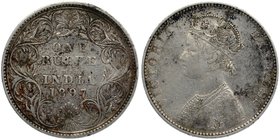 British India
Rupee 1
Rupee 01
Silver One Rupee Coin of Victoria Empress of Bombay Mint of 1897.
1897, Victoria Empress, Silver Rupee, Bombay Mint...