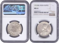 British India
Rupee 1
Rupee 01
Silver One Rupee Coin of King George V of Bombay Mint of 1919.
1919, King George V, Silver Rupee, Bombay Mint, dot,...