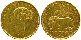 British India
Mohur 1
Mohur 1
Gold One Mohur Coin of Victoria Queen of Calcutta or Bombay Mint of 1841.
1841, Victoria Queen, Gold Mohur, Continuo...