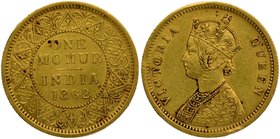 British India
Mohur 1
Mohur 1
Gold One Mohur Coin of Victoria Queen of Calcutta Mint of 1862.
1862, Victoria Queen, Gold Mohur, Calcutta Mint, Sin...