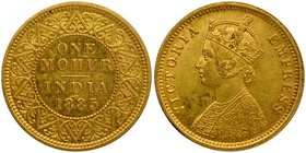British India
Mohur 1
Rupee 01
Gold One Mohur Coin of Victoria Empress of Culcutta Mint of 1885.
1885, Victoria Empress, Gold Mohur, Calcutta Mint...