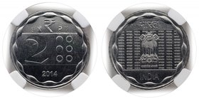 Republic India (1947 onwards)
2 Rupees
Rupees 02
E X P T Steel Two Rupee of Republic India of Mumbai Mint of the Year 2014.
Republic India, 2014, ...