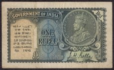British INDIA Notes
K. G. V.
One Rupee Note of King George V Signed by J.W. Kelly of 1935.
British India, 1935, King George V, 1 Rupee, Signed by J...