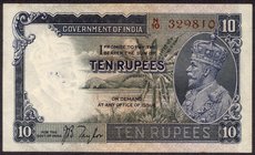 British INDIA Notes
K. G. V.
Ten Rupees Bank Note of King George V Signed by J.B.Taylor of 1933.
British India, 1933, King George V, 10 Rupees, Sig...