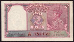 British INDIA Notes
K.G.VI
Two Rupees Bank Note of King George VI Signed by C.D. Deshmukh of 1949.
British India, 1949, King George VI, 2 Rupees, S...