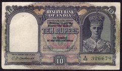 British INDIA Notes
K.G.VI
Ten Rupees Bank Note of King George VI Signed by C. D. Deshmukh of 1944.
British India, 1944, King George VI, 10 Rupees,...