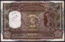 Republic INDIA Note (1947 to till Date)
1000 Rupees
One Thousand Rupees Bank Note of Bombay Circle Signed by N.C. Sengupta of 1975.
Republic India,...