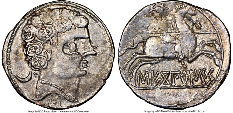 SPAIN. Sekobirikes (Segobriga). Ca. 2nd-1st centuries BC. AR denarius (19mm, 1h)...