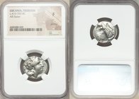 LUCANIA. Thurium. Ca. 410-350 BC. AR stater (21mm, 2h). NGC Fine, graffito. Head of Athena right, wearing crested Attic helmet decorated with Scylla b...