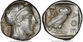 ATTICA. Athens. Ca. 440-404 BC. AR tetradrachm (23mm, 17.20 gm, 11h). NGC Choice XF 4/5 - 4/5. Mid-mass coinage issue. Head of Athena right, wearing c...