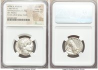 ATTICA. Athens. Ca. 440-404 BC. AR tetradrachm (22mm, 17.20 gm, 10h). NGC Choice XF 4/5 - 3/5. Mid-mass coinage issue. Head of Athena right, wearing c...