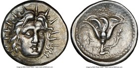 CARIAN ISLANDS. Rhodes. Ca. 250-205 BC. AR didrachm (21mm, 12h). NGC XF. Ca. 250 BC. Radiate head of Helios facing, turned slightly right, hair parted...