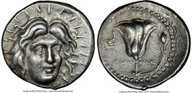 CARIAN ISLANDS. Rhodes. Ca. 230-205 BC. AR tetradrachm (27mm, 13.42 gm, 12h). NGC Choice VF 5/5 - 4/5. Ameinias, magistrate. Radiate facing head of He...