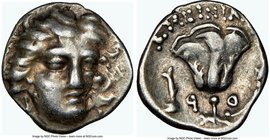 CARIAN ISLANDS. Rhodes. Ca. 230-205 BC. AR hemidrachm (11mm, 1h). NGC Choice VF. Ameinias, magistrate. Facing head of Helios, turned slightly right / ...