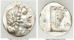 LYCIAN LEAGUE. Masicytes. Ca. 1st century BC. AR hemidrachm (15mm, 1.98 gm, 1h). XF. Series 1. Laureate head of Apollo right; Λ-Y below / M-A, cithara...