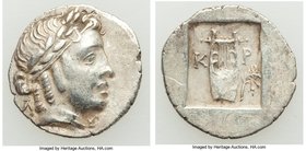 LYCIAN LEAGUE. Cragus. Ca. 1st century BC. AR hemidrachm (16mm, 1.75 gm, 1h). XF. Series 2. Laureate head of Apollo wearing wreath and taenia right; Λ...
