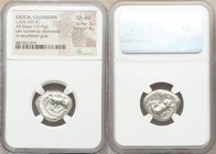 CILICIA. Celenderis. Ca. 425-350 BC. AR stater (20mm, 10.76 gm, 12h). NGC Choice AU 3/5 - 4/5. Youthful nude male rider, reins in right hand, kentron ...