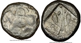 CYPRUS. Uncertain mint. Ca. early 5th century BC. AR stater (20mm, 10.87 gm, 12h). NGC Choice Fine 3/5 - 5/5. Ram walking left; ankh superimposed abov...