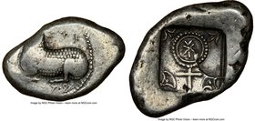 CYPRUS. Salamis. Euelthon (530/15-480 BC). AR stater (26mm, 11.29 gm, 9h). NGC VF 3/5 - 4/5. e-u-we/le-to-to-se (Cypriot), ram recumbent left / Ankh, ...