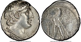 SELEUCID KINGDOM. Antiochus VII Euergetes-Sidetes (138-129 BC). AR tetradrachm (28mm, 11h). NGC XF. Tyre, dated Seleucid Era 182 (131/0 BC). Diademed,...
