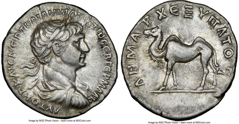 ARABIA PETRAEA. Bostra. Trajan (AD 98-117). AR drachm (19mm, 7h). NGC XF. AD 114...