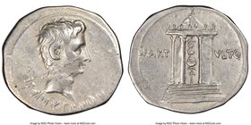 Augustus (27 BC-AD 14). AR cistophorus (27mm, 11.39 gm, 12h). NGC Choice VF 5/5 - 3/5. Pergamum, ca. 19-18 BC. IMP•IX•TR•PO•V, bare head of Augustus r...